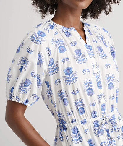 Stretch Cotton Printed Brigette Midi Dress