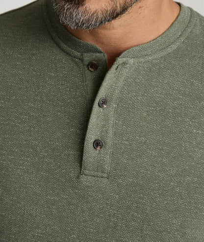 Stretch Cotton Herringbone Henley - FINAL SALE