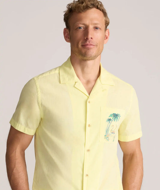Vintage Wash Short-Sleeve Camp Collar Shirt