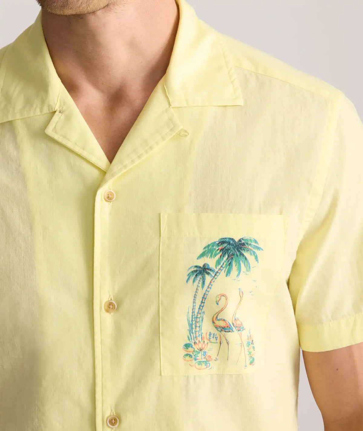 Vintage Wash Short-Sleeve Camp Collar Shirt