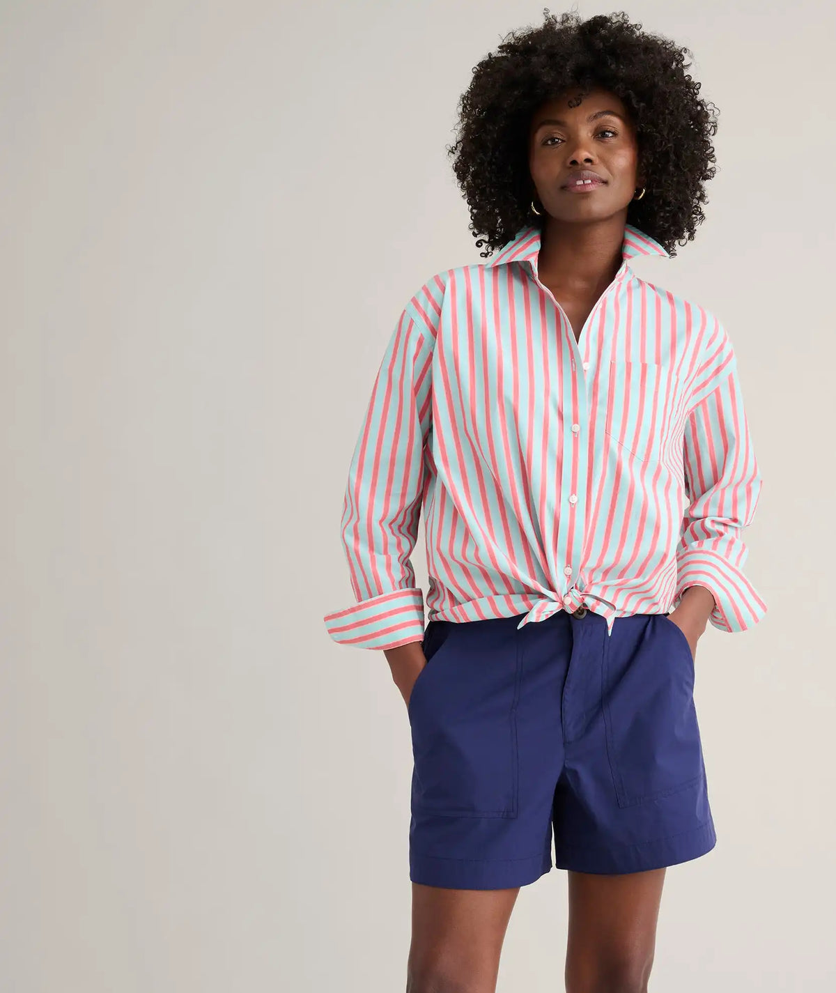 Stretch Cotton Poplin Relaxed Fit Melanie Shirt